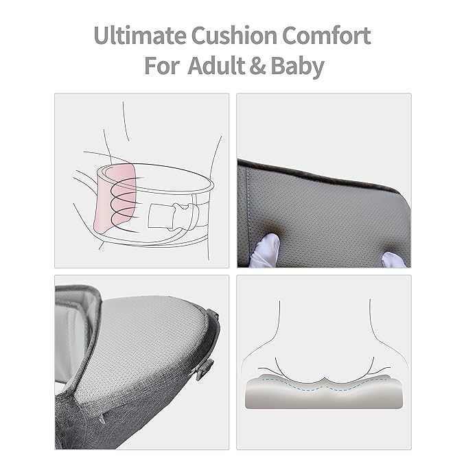 Texas Design Safety Certified Ergonomic DADA Hip Seat Baby Carrier Newborn to Toddler, Lumbar Support Waist Stool, Airflow Mesh for Nursing Hiking Travel Indoor