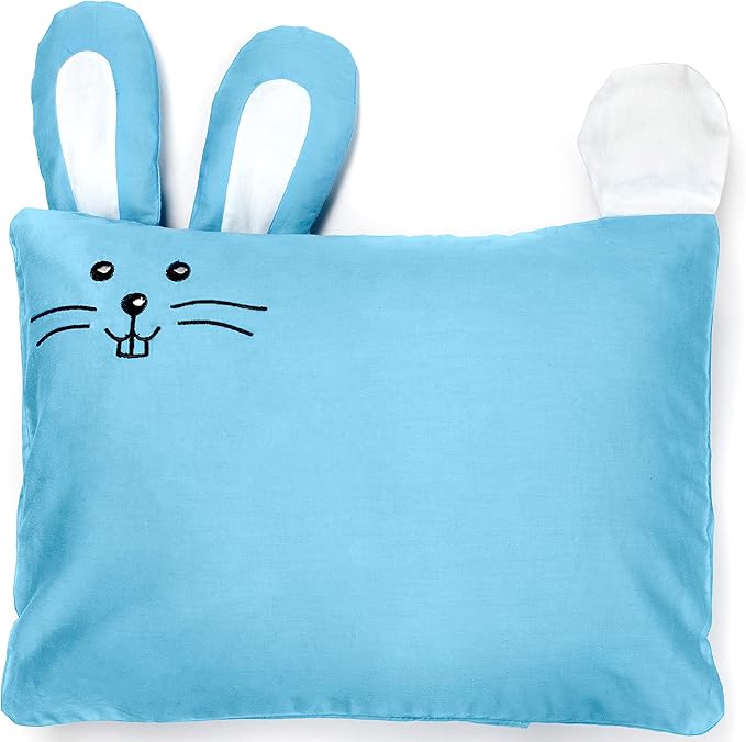 kinder Fluff Kids Pillow & Pillowcase Set - 233T Cotton Pillow Covers & Down Alternative Pillow Fill - Hypoallergenic Kids Pillows for Small Children - Children & Travel Pillows Kid - 13x18in Blue