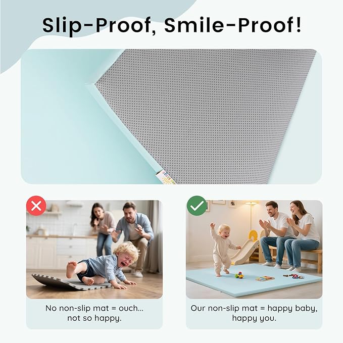 INNO STAGE Baby Play Mat 50x50 Inches, 1-Inch Thick Foam Play Mat for Babies & Kids – Extra Soft & Durable Padded Baby Mat for Floor, Non-Slip Crawling Mat for Playpen, Tummy Time, Yoga & Playroom