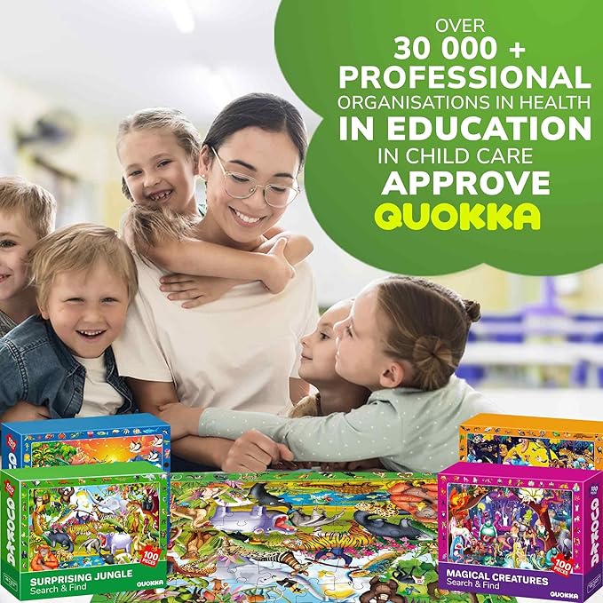 QUOKKA 100 Piece Puzzles for Kids Ages 4-6 - 4 Jigsaw Puzzles for Kids Ages 6-8 - Search and Find Observational Nocturnal Life for Childrens 5-8 - Learning Educational Toys for Boys and Girls 8-10
