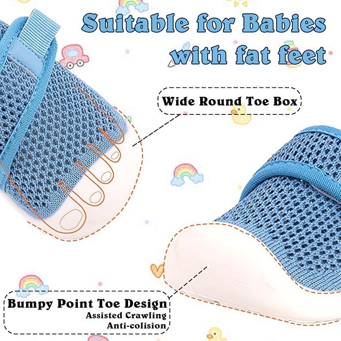 Baby First-Walking Shoes 1-4 Years Kid Shoes Trainers Toddler Infant Boys Girls Soft Sole Non Slip Cotton Canvas Mesh Breathable Lightweight TPR Material Slip-on Sneakers Outdoor