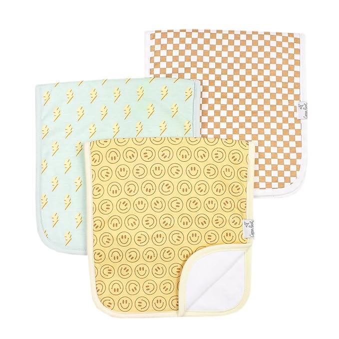 Copper Pearl Premium Baby Burp Cloths - 3-Pack Large Cotton Burp Cloths, Extra Soft Spit Up Rags with 3 Absorbent Layers, Perfect for Baby Boy and Baby Girl Gifts (21" x 10" Size, Vance Set)