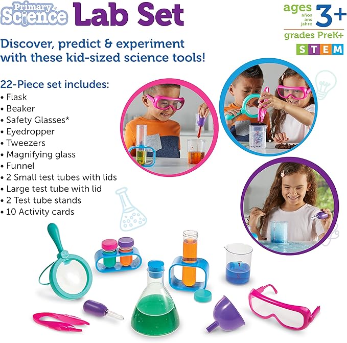 Learning Resources Primary Science Lab Set Pink, Science Kits for Kids, Experiments for Kids, stem Toys for Kids, 22 Pieces, Ages 3+