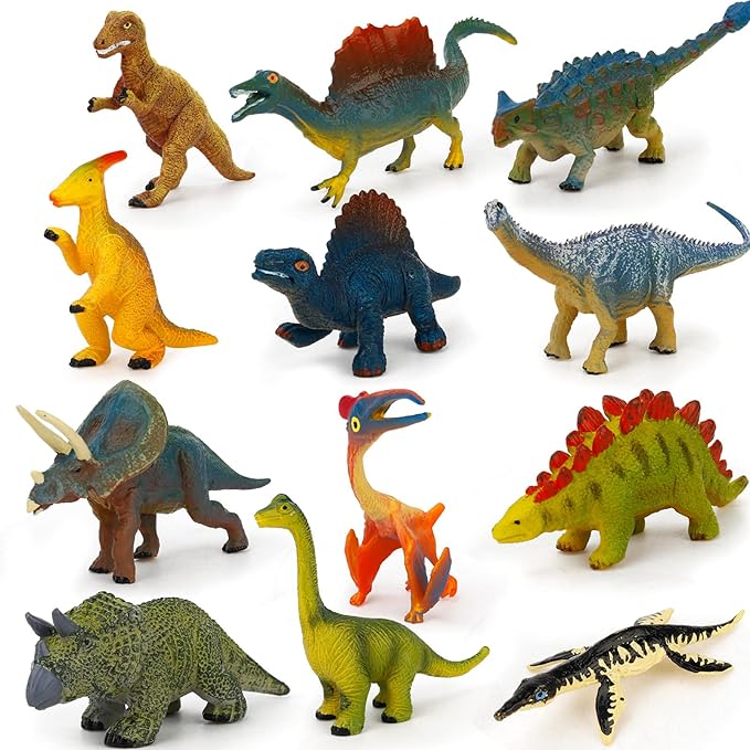 Small Dinosaur Figurines Learning & Education Toys, Plastic Realistic Dinosaur Animal Figures Games Toys, Preschool Learning Activities Matching Game Science Toys (Dinosaur)