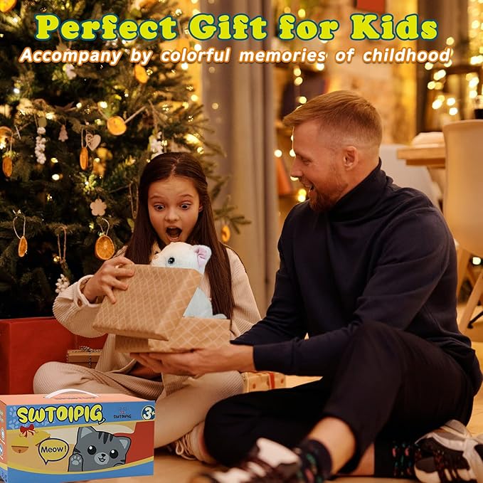 Plush Stuffed Animal Interactive Cat, LED Robotic Barking Meow Kitten Touch Control, Electronic Cat Pet, Robot Kitty Toys, Animated Toy Cats for Girls Baby Kids