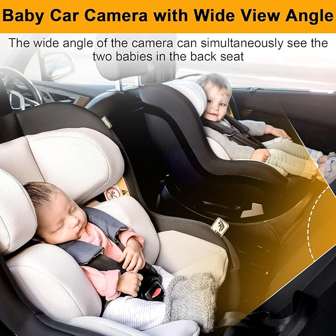 Yakry Baby Car Camera for Backseat - HD 1080P, 170° Wide Angle, Night Vision, 360° Rotation, Safe for Babies, Easy Install, Rear-Facing Baby Car Mirror for Parents Y60