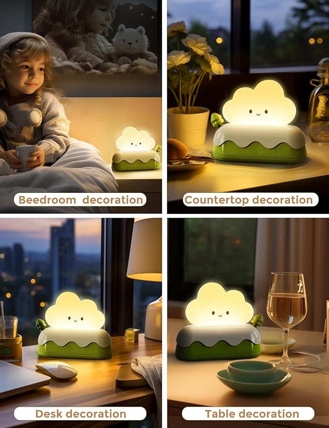L LOHAS LED Cute Desk Decor Cloud Lamp Night Light for Kids, Kawaii Sleep Light, Rechargeable 7 Colors Lamp, Room Decor, Gifts Ideas for Baby Kids Girls Teens Teenages