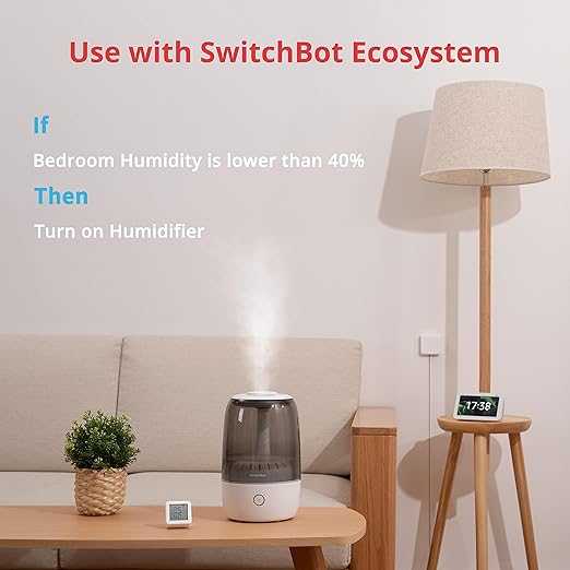 SwitchBot WiFi Hygrometer Thermometer with Hub, Dewpoint/VPD/Absolute Humidity Meter, Indoor Wireless Temperature Humidity Sensor Monitor with App Control, Compatible with Alexa, Google Home, IFTTT