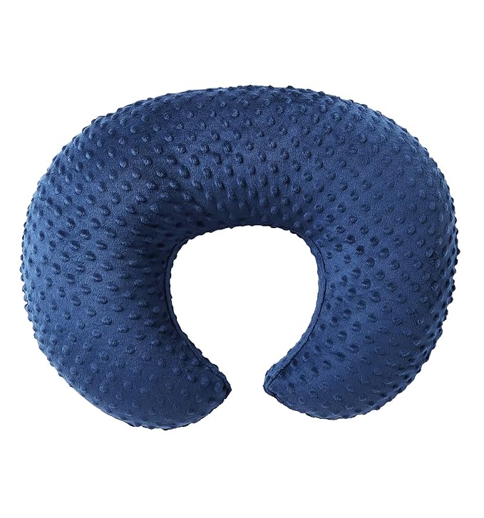 Nursing Pillow and Positioner, Breastfeeding, Bottle Feeding, Baby Sitting Support with Removable Ultra Soft Cover, Tummy Time Support for Baby Boys and Girls (Estate Blue)