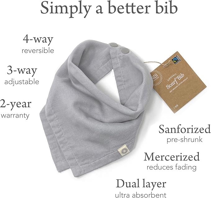 Kishu Baby Indi Organic Baby Bandana Bibs – Fairtrade 4-Way Reversible Drool Bibs for Boys & Girls – Unisex (Set of 5)