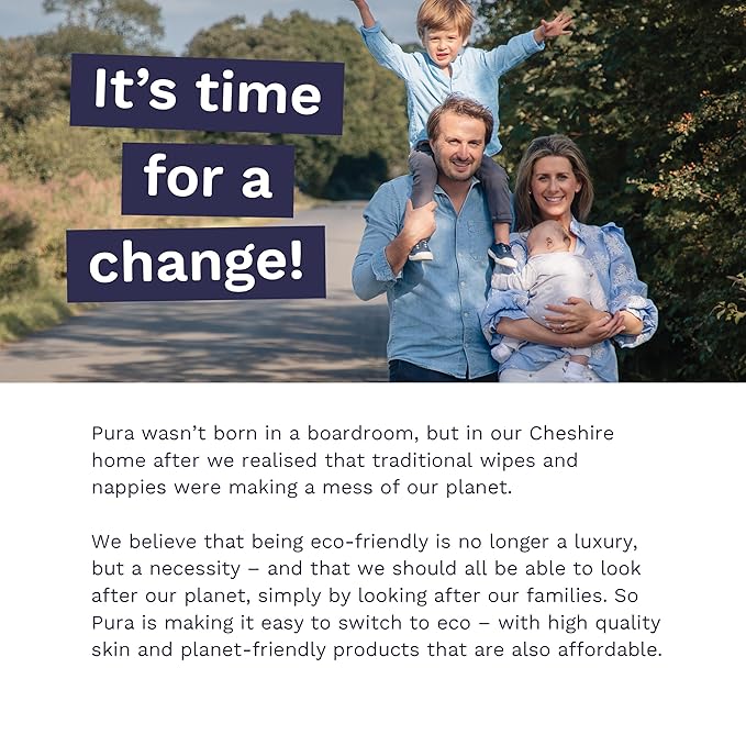 Pura Baby Wipes, 180 Count, Plastic-Free | Sensitive Skin | 99% Water | Fragrance Free | Plant Based