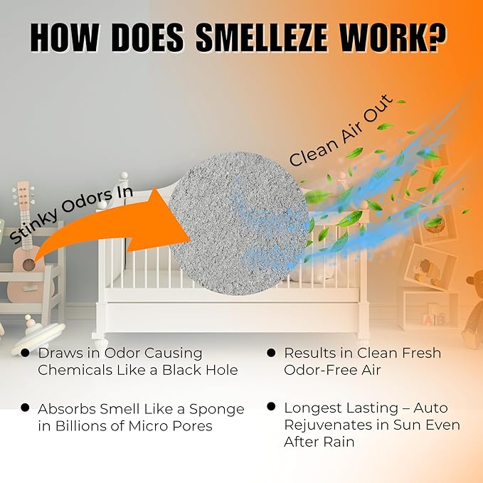 SMELLEZE Diaper Pail Deodorizer, Odor Eliminator for Diaper Pail, Baby Poop Deodorizer & Human Urine Odor Eliminator, Deodorizes Infant & Adult Diaper Pails - 2 lb. Granules