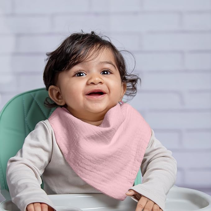 Muslin Baby bibs for drooling and teething, 100% cotton, Bibs for baby girl, Muslin bibs for boys (8 Pack)