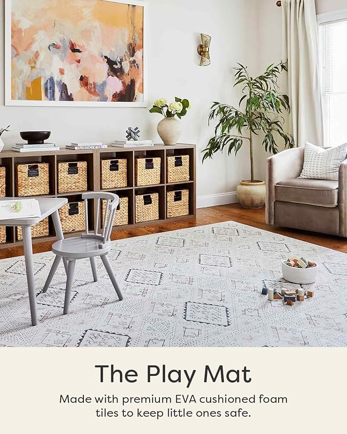 House of Noa Baby Play Mat – 4x6 Oat Ula – Set of 6 Tiles – Cushioned EVA Foam Play Mat for Floor, Soft Interlocking Baby Crawling Mats for Hard Floors