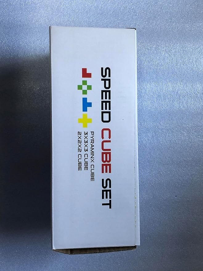 ROXENDA Speed Cube Set, Magic Cube Set of 2x2x2 3x3x3 Pyramid Cube Smooth Puzzle Cube (Carbon Fiber)