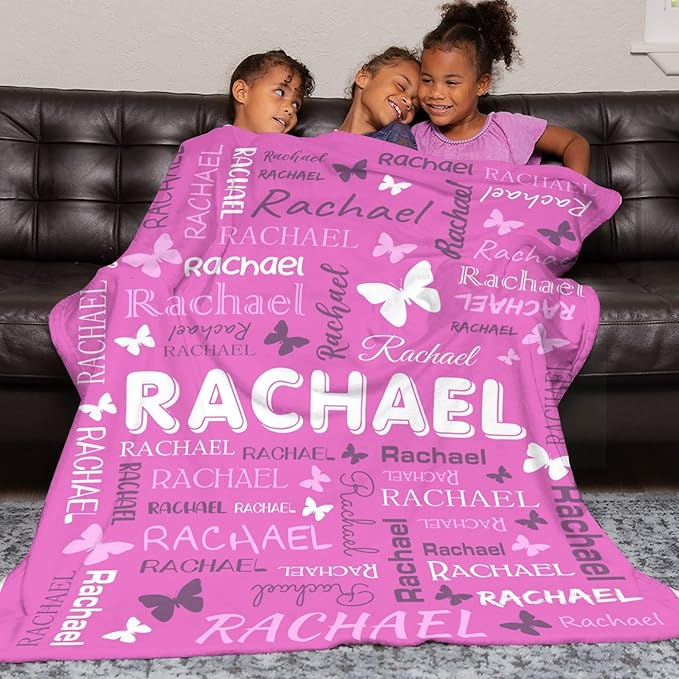 Personalized Throw Blanket with Name Custom Blankets Customized Baby Blanket for Girls Kids Adult Birthday Gift