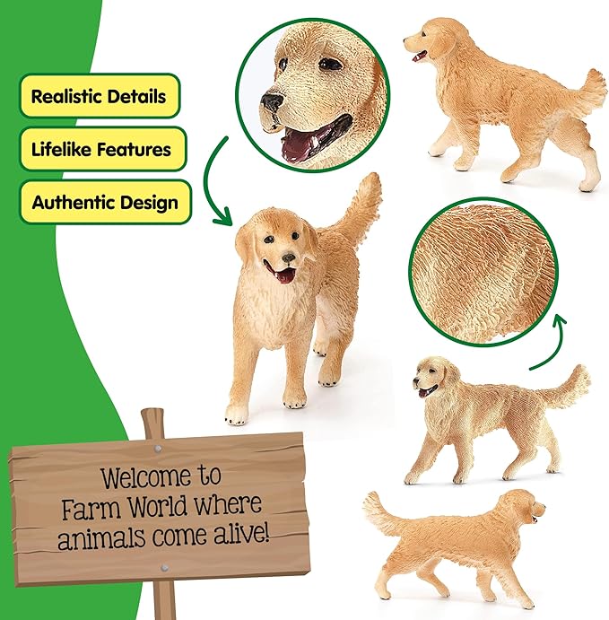 Schleich Farm World - Farm Animal Toys for Kids and Toddlers - Golden Retriever Toy Dog Figurine - Ages 3+