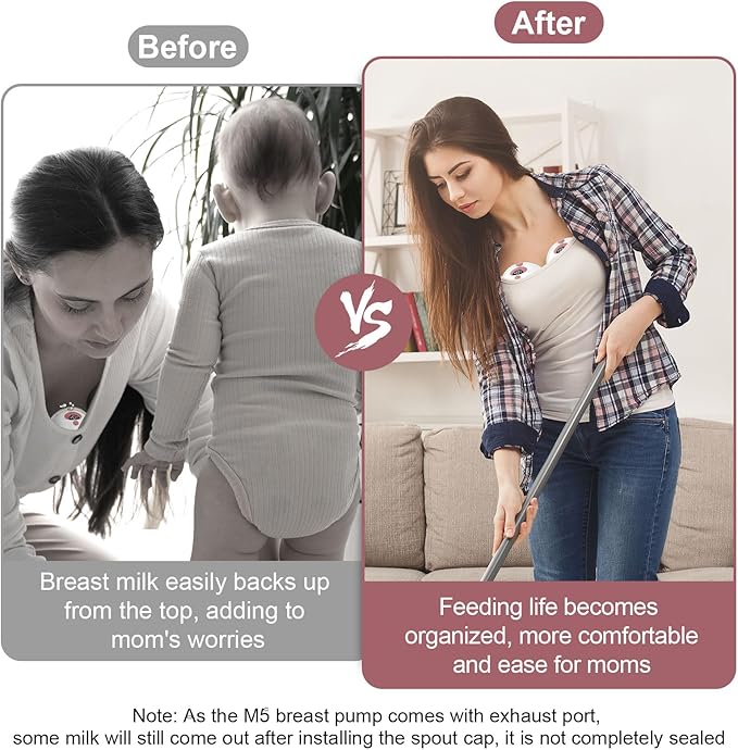 10PCS Spout Cap Compatible with Momcozy M5 Wearable Breastpump, Dustproof, Keep Clean, Prevents Leaks Silicone Spout Cover Fit for M5 Pumps, Breast Pump Replacement Parts