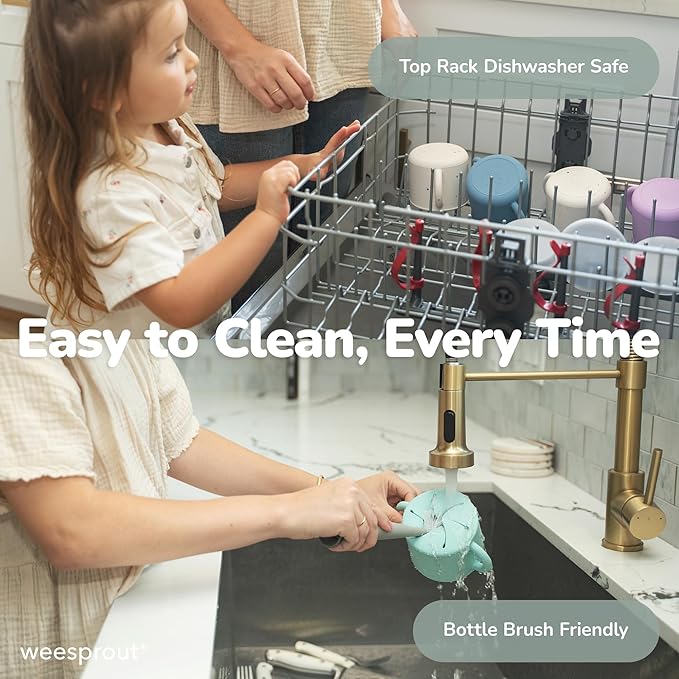 WeeSprout Snack Containers, Food Grade Silicone Cups, Spill-Proof Tops For Toddlers and Babies, Premium Hard Plastic Travel Lids, Dishwasher Safe, Set of 2 Snack Catchers