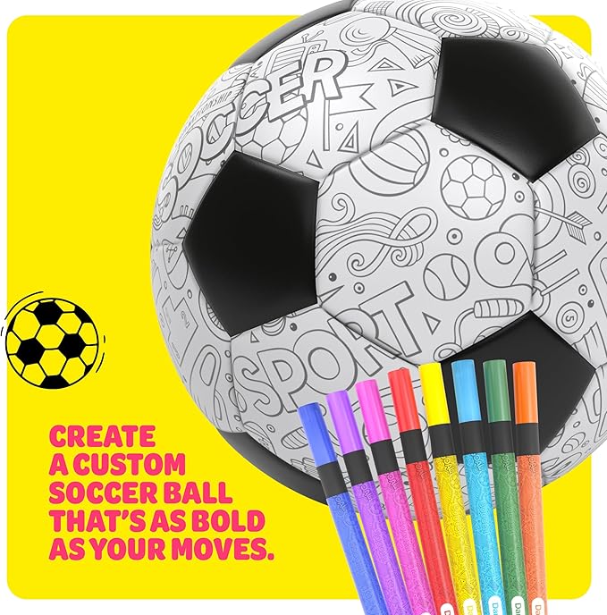 Soccer Ball Coloring Kit for Kids - Soccer Gifts for Girls & Boys - Sports Gifts - 3 4 5 6 7 8 Year Old Boy Birthday Gift - Craft Kits for Kids Ages 4-8 - Boy Toys for 4 Year Old - Games Accessories