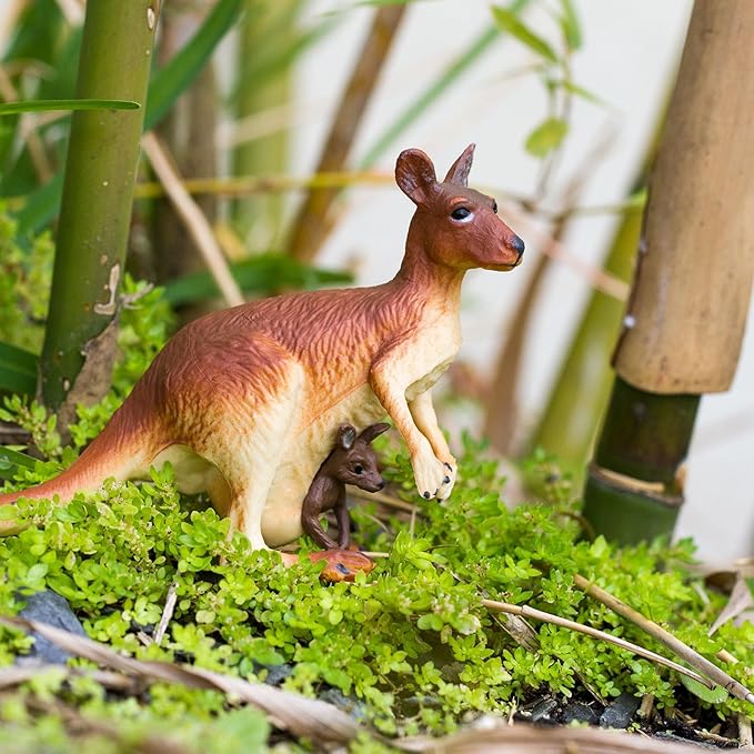 Safari Ltd. Kangaroo with Baby Figurine - Realistic 4" Hand-Painted Wildlife Toy - Educational Companion for Boys, Girls & Kids Ages 3+