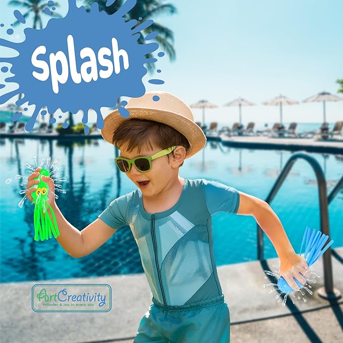 ArtCreativity Octopus Water Balls (Pack of 3), Pool Toys for Toddlers 1-3, Sensory Stress Relief Toy for Kids, Beach Water Toys & Swimming Toy for Toddlers, Cute Goodie Bag Fillers for Boys & Girls