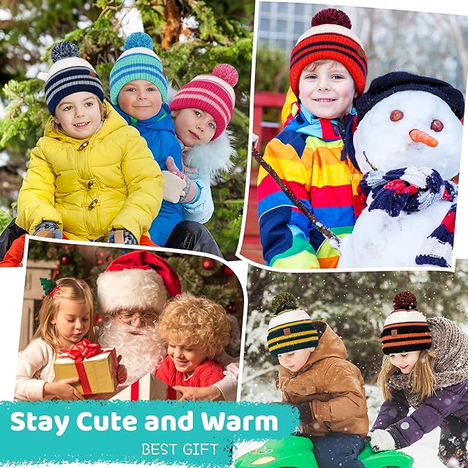 FZ FANTASTIC ZONE Kids Toddler Winter Hat Beanie with Warm Fleece Ski Baby Hats for 2-7 Years Skull Cap Baby Boys Girls Gifts