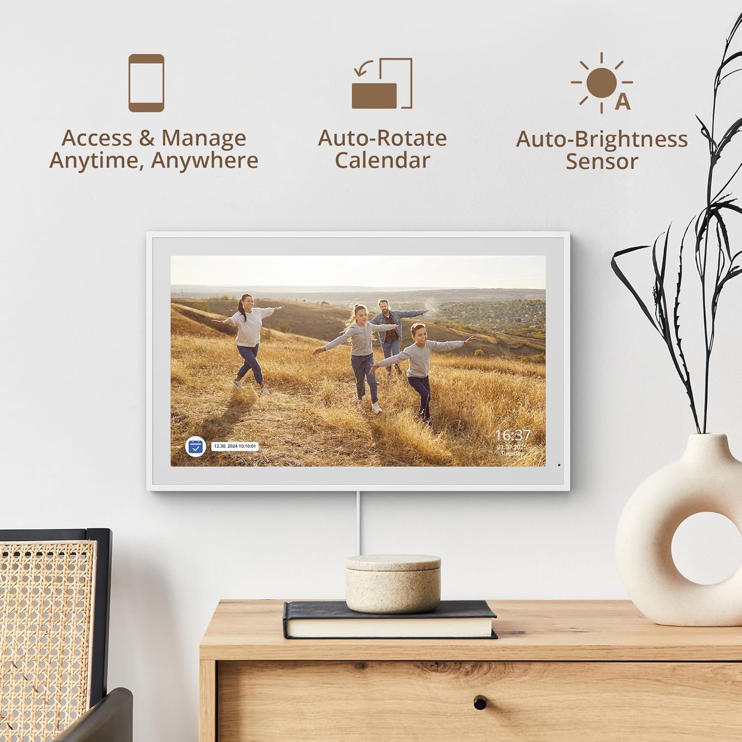 Dragon Touch 21.5" Digital Calendar Chore Chart – 1080P Full HD Interactive Touchscreen, Smart Family Planner, Hearth Display Digital Calendar Wall & Desk Mountable for Seamless Scheduling