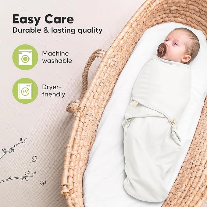 KeaBabies 3-Pack Organic Baby Swaddle Sleep Sacks - Swaddles for Newborns, Infant 0-3 Months, Baby Girls, Boys, Soft & Snug Newborn Sleep Sack, Nursery Swaddling Blankets (Soft White)
