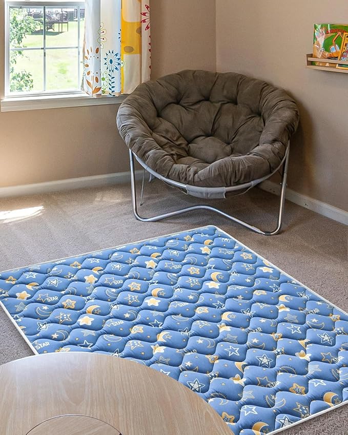 Odorless Premium Foam Baby Play Mat, Soft Microfiber Fabric Crawling Mat for Floor- Comfortable and Hypoallergenic, Non-Slip Cushioned Floor Playpen mat for Infants,Babies,Toddlers
