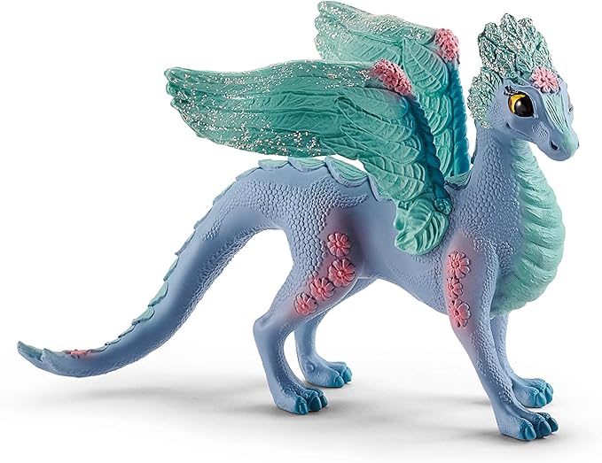 Schleich Bayala - 2 PC Flower Dragon and Baby Toy Set for Girls and Boys - Durable Fantasy Fairy Animal Figurines - Cute Pink and Blue Dragon Figures - Fun Wyvern Playset for Kids Ages 5+ - 70592