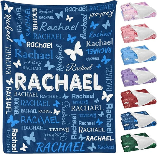 Personalized Throw Blanket with Name Custom Blankets Customized Baby Blanket for Girls Kids Adult Birthday Gift
