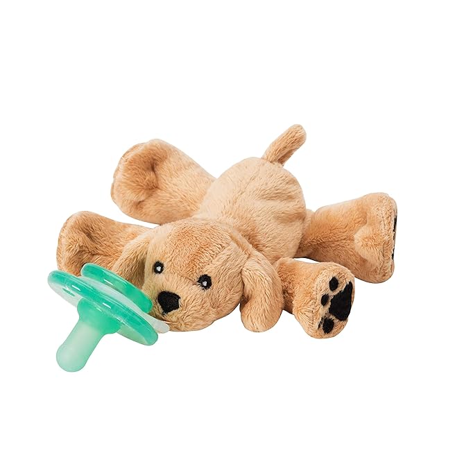 Nookums Paci-Plushies Buddies - Retriever Pacifier Holder - Adapts to Name Brand Pacifiers, Suitable for All Ages, Plush Toy Includes Detachable Pacifier