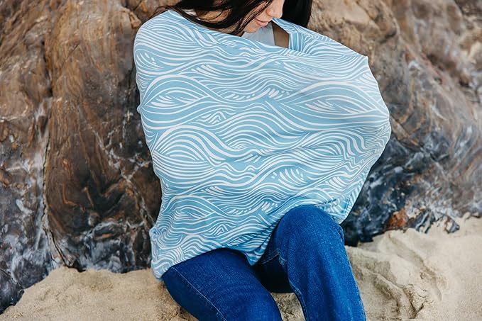 Copper Pearl Multi-Use Cover: Car Seat Covers, Nursing Cover, and Stroller Cover for Sun - Stretchy Fabric, All-Season Use, Stylish Designs, Easy Access for Moms - Surf