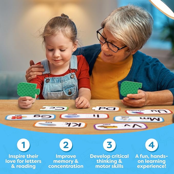 Alphabet Puzzle Games for Kindergarten - 26 Pairs Self-Correcting ABC Puzzle Alphabet Learning Toys Matching Game - ABC Learning for Toddlers Letters Matching Game Preschool Educational Toys