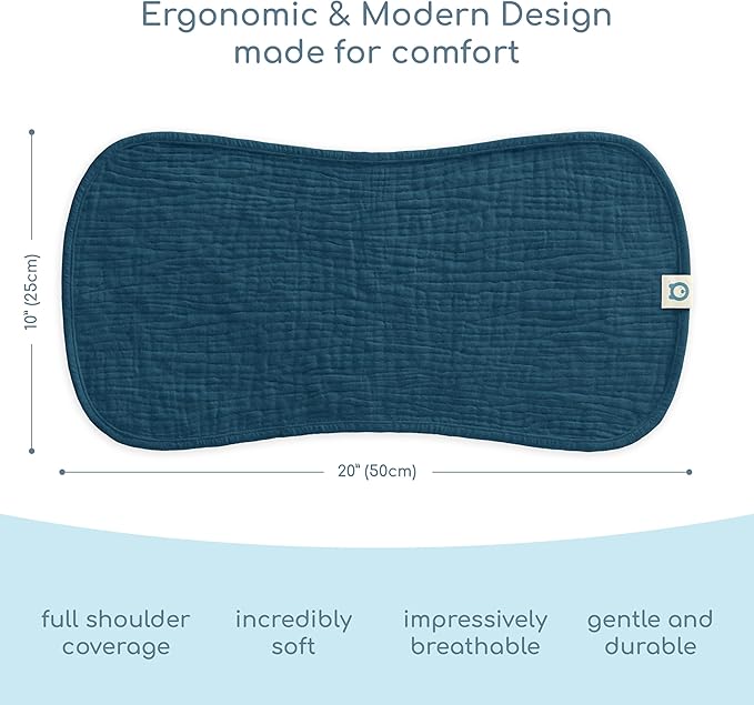 Muslin Burp Cloths Set, 6 Pieces, 100% Organic Cotton Hand Washcloths for Baby Boys and Girls Extra Absorbent and Soft Burping Rags (Blue - Multi Colored)