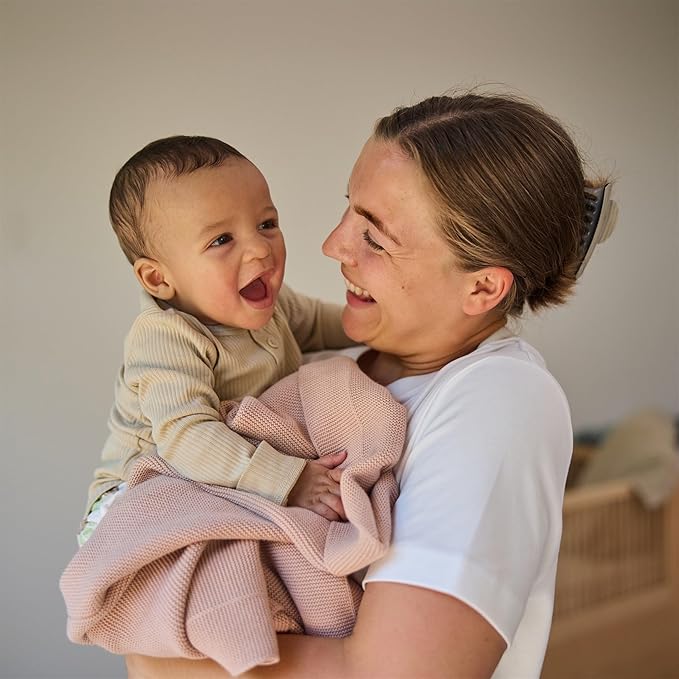 Knitted Organic Cotton Baby Blanket- Swaddle Blanket, 30" x 40" Soft Receiving Blanket for Newborn (Blush Ultra-Soft)