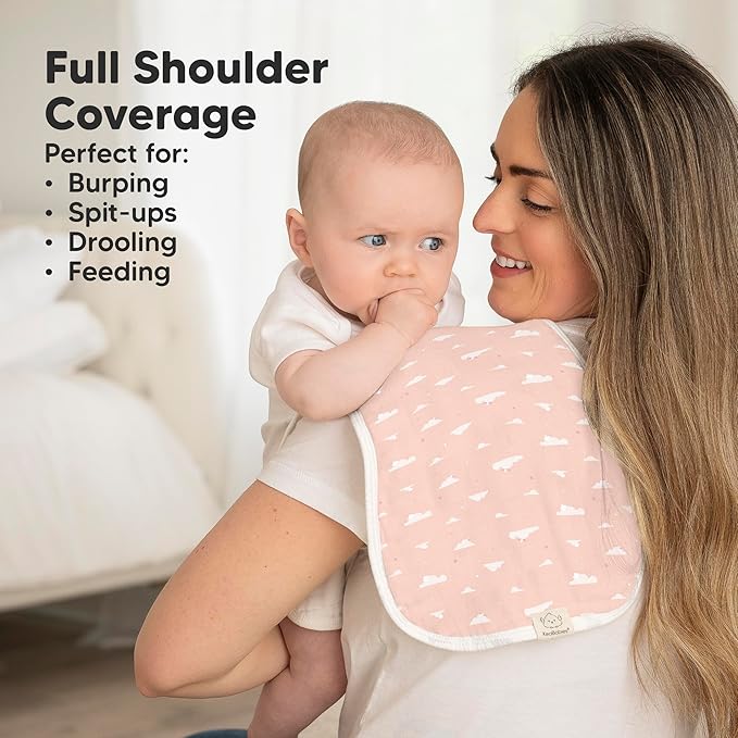 5-Pack Muslin Burp Cloths Baby Boy, Girl - Very Absorbent Baby Burp Cloth Rags, 8-Layers Viscose Derived from Bamboo Cotton Muslin Towel, Super Soft Spit Up Rags, No Shrink Washcloths (Dreamers)