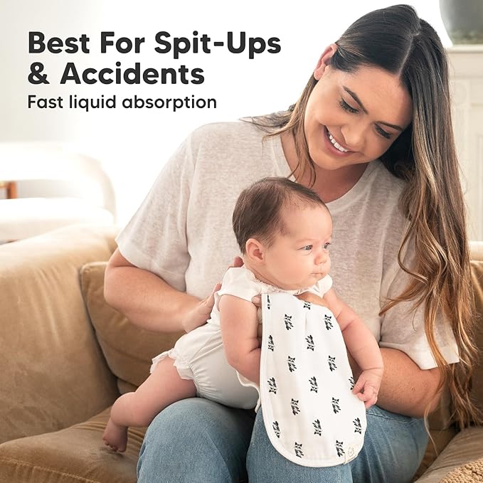 5-Pack Muslin Burp Cloths Baby Boy, Girl - Very Absorbent Baby Burp Cloth Rags, 8-Layers Viscose Derived from Bamboo Cotton Muslin Towel, Super Soft Spit Up Rags, No Shrink Washcloths (KeaFriends)