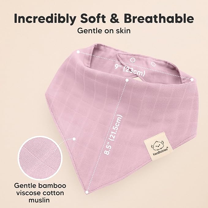 8-Pack Muslin Baby Bibs for Boys, Girls - Muslin Bandana Drool Bibs for Baby Girl & Boy, Drooling Newborn, Teething Toddler, Infant 0-36 months, 100% Cotton Extra Absorbent & Soft (Lavender)