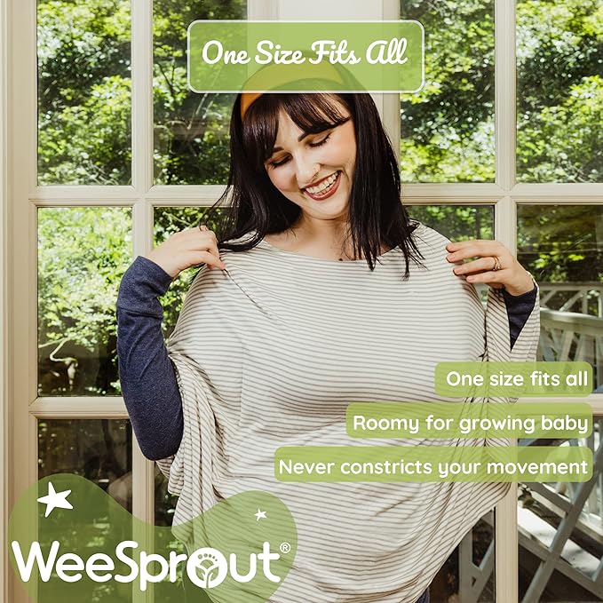 WeeSprout Nursing Cover for Breastfeeding, Soft & Breathable Nursing Poncho, Neck Insert for Hands-Free View, Machine Washable & Dryer Safe Feeding Cover Up