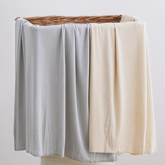 Jersey Unisex Swaddle Blanket, Ultra Soft Stretchy Receiving Blanket, Newborn Swaddle Wrap for Boys & Girls, 40 x 30 inches, 2 Pcs, Grey & Khaki