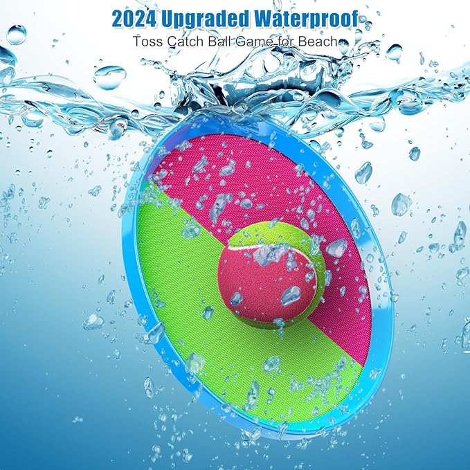 Aywewii Fun Toss and Catch Ball Set Kids Games, Beach Outdoor Backyard Lawn Toys for Kids with 6 Paddles and 3 Balls, Birthday Gift for Age 3-12 Old Boys Girls Kids Adults Family