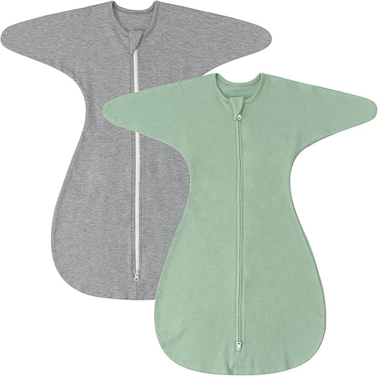 ZIGJOY Shark-Fin Transition Swaddle - 1.0 Tog Baby Sleep Sack Soft Cotton Transitional Swaddle Baby Wearable Blanket