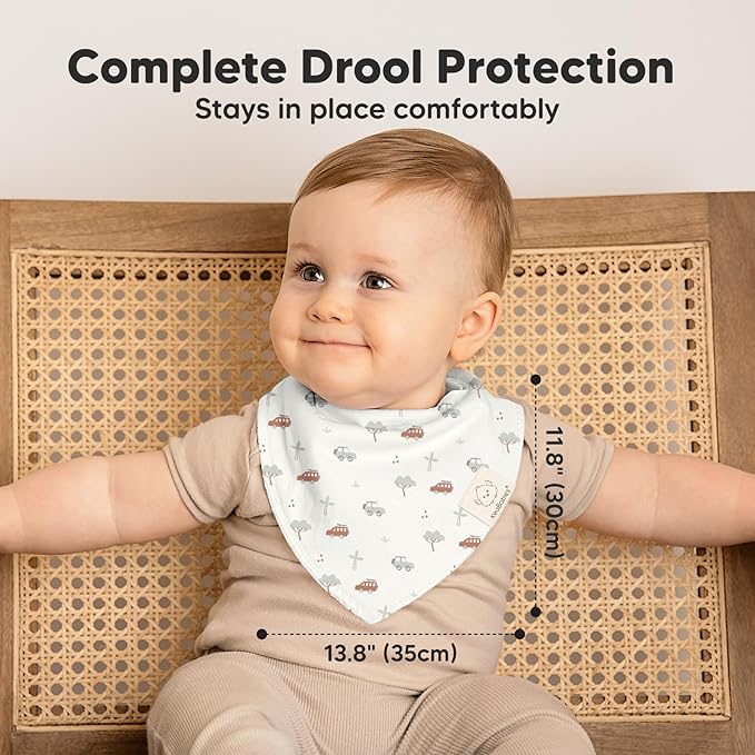 8-Pack Organic Baby Bandana Bibs for Boys, Girls - Super Absorbent Triangle Baby Bibs for Drooling and Teething Infant, 100% Cotton Extra Soft for Newborn, Infant 0-36 Months (Wilderness)