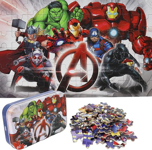 Jigsaw Puzzles for Kids Ages 4-8 in Reusable Metal Box,60 Pieces Puzzle Toys for Children Girls & Boys,Learning Educational Kids Puzzles Toys Preschool Puzzles (0682)