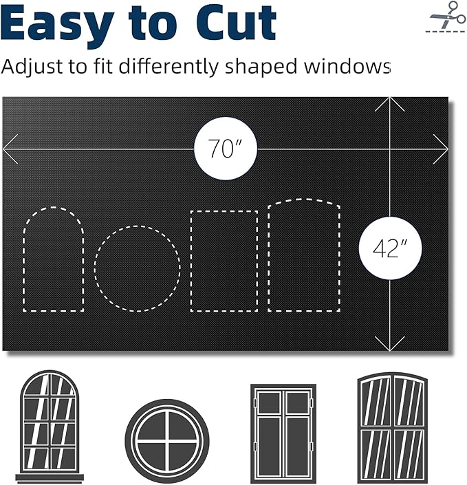 NIGHTON Portable Blackout Curtains 42'70' Strong Hook and Loop Tape Strips with Adhesive, 100% Blackout Material Window Blinds for Baby Nursery or Travel Use - Black