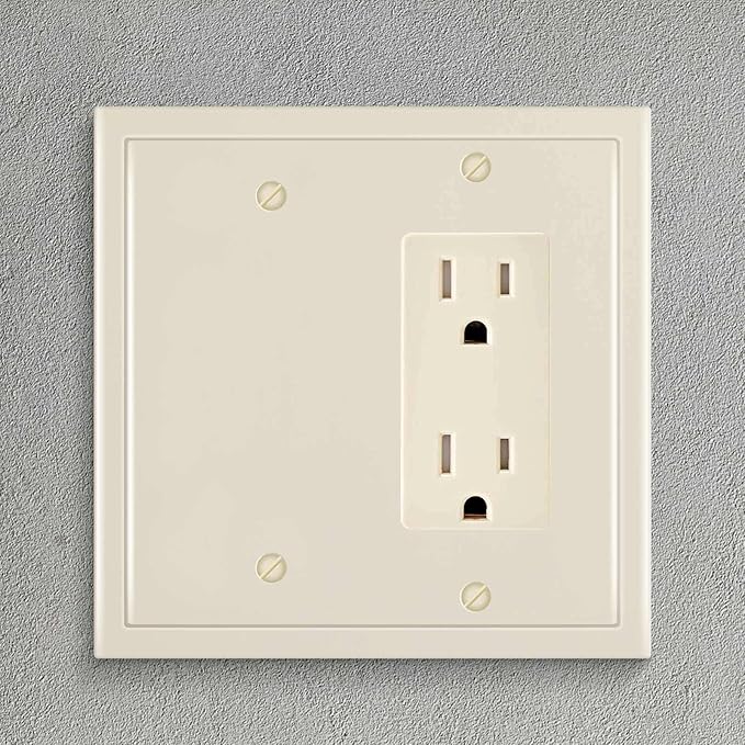 Henne Bery Modern Edge Decorative Wall Plate Switch Plate Outlet Cover, Durable Solid Zinc Alloy (Blank/Decorator, Light Almond)
