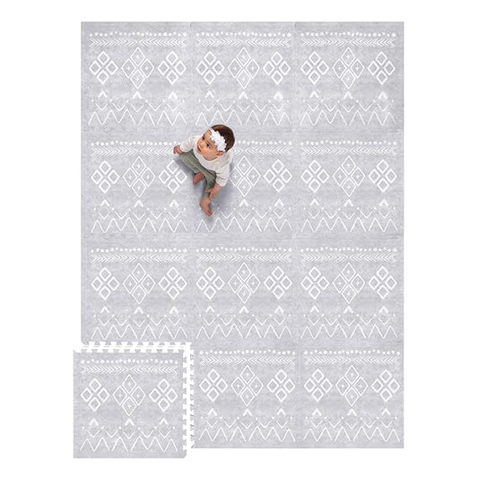 Lillefolk Baby Play Mat for Floor – 6x8ft Gray | Soft Non Toxic Premium EVA Foam Tiles for Tummy Time, Crawling & Playroom – Waterproof Interlocking Floor Mat for Babies & Toddlers (12 Tiles)