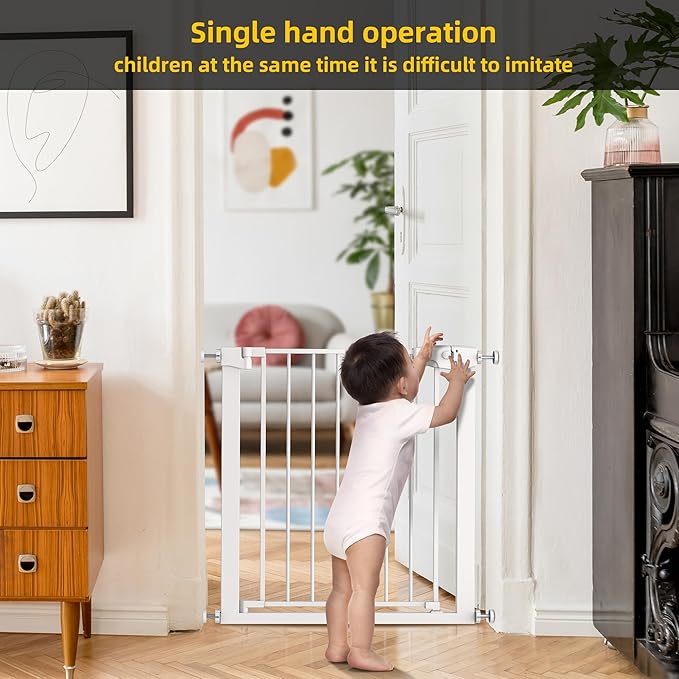 Easy Step Walk-Thru Baby Gate – Adjustable Safety Gate for Babies & Pets, Pressure Mount Kit, Includes Wall Cups – 29.7-32W x 30.5H, Auto-Close